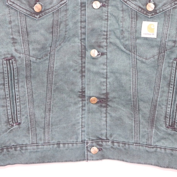 Vintage New Carhartt Stone Wash Denim Jacket Green - Picture 5 of 6